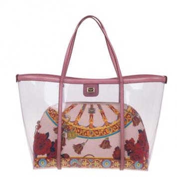 Dolce and Gabbana Pink Leather-Trim PVC Escape Tote