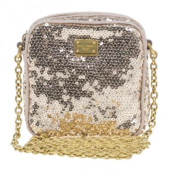 Dolce and Gabbana Gold Sequins Miss Glam Crossbody Bag