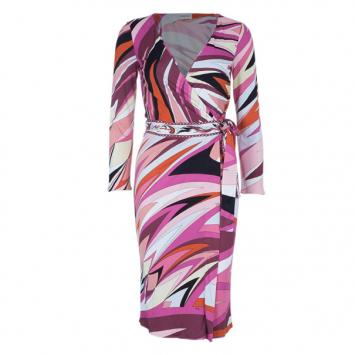 Emilio Pucci Pink Abstract Print Wrap Front Dress S