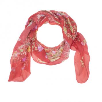 Salvatore Ferragamo Red Floral Silk Stole