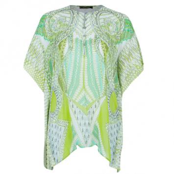 Roberto Cavalli Green Print Oversized Chiffon Top S