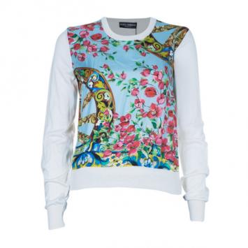 Dolce and Gabbana Floral Printed Silk Knit Jumper M