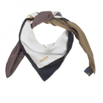 Fendi Brown Color Block Square Scarf