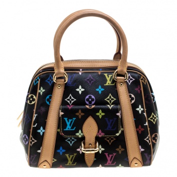 Pre Owned Louis Vuitton Black Multicolor Monogram Canvas Priscilla Bag