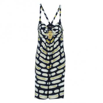 Roberto Cavalli Sleevless Printed Brooch Detail Dress M