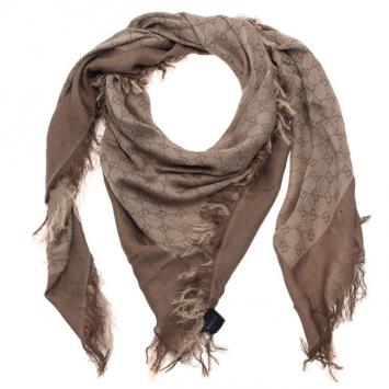 Gucci Beige GG Cotton and Silk Square Scarf
