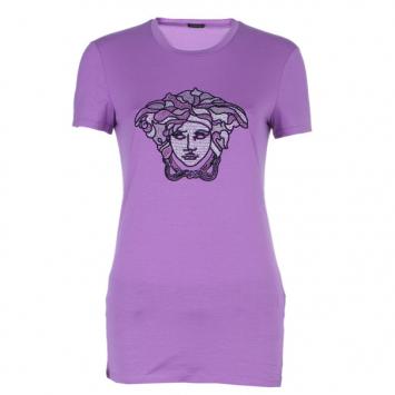 Versace Purple Studded Medusa T-Shirt M