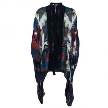 Roberto Cavalli Multiprint Knit Panel Kaftan Top S