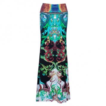 Roberto Cavalli Multicolor Silk Printed Maxi Skirt S