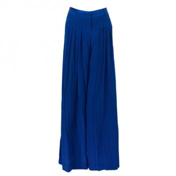 Roberto Cavalli Blue Wide-Leg Silk Trousers M