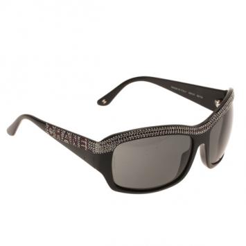 Chanel Black Crystal Rectangle Sunglasses