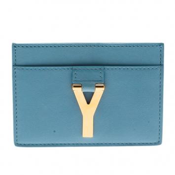 Saint Laurent Paris Blue Leather Y Card Holder