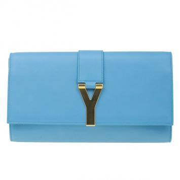Saint Laurent Paris Blue Classic Y-Line Clutch Bag