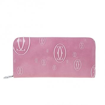 Cartier Pink Patent Leather Logo Continental Wallet