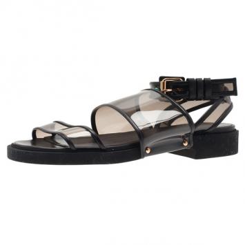 Givenchy Black PVC Embellished Heel Sandals Size 40.5