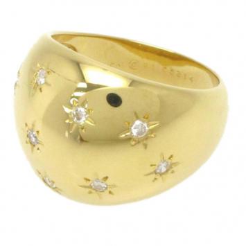 Van Cleef & Arpels Diamond 18K Yellow Gold Dome Ring Size 52