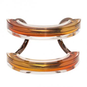 Gucci Metal and Plexiglass Brown Cuff Bracelet 19CM