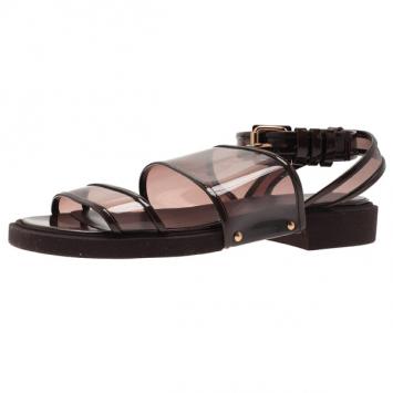 Givenchy Brown PVC Embellished Heel Sandals Size 40.5