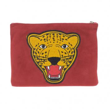 Charlotte Olympia Red Suede Medium Varsity Zip Pouch