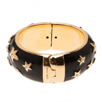 Moschino Moon and Stars Wide Black Bangle 17CM
