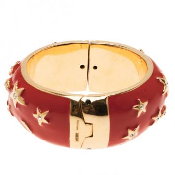 Moschino Moon and Stars Wide Red Bangle 17CM