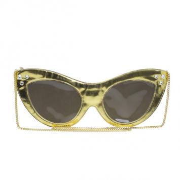 Charlotte Olympia Gold Patent Leather Sunny Glasses Clutch