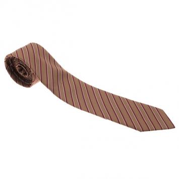Pre Owned Gucci Beige Striped Tie