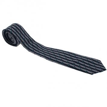 Pre Owned Dolce and Gabbana Two Tone Polka Dot Striped Silk Tie