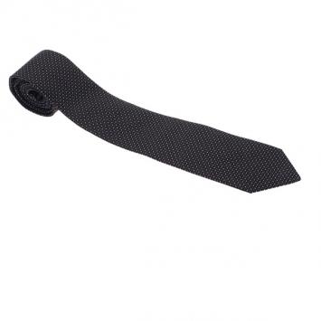 Pre Owned Giorgio Armani Black Polka Dot Woven Silk Tie