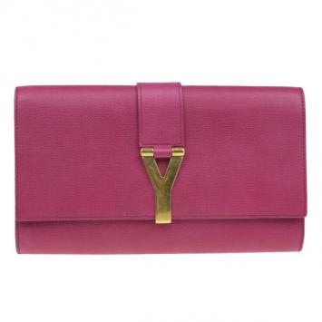 Saint Laurent Paris Pink Leather Large CHYC Clutch