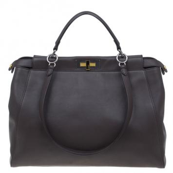 Fendi Brown Leather Large Peekaboo Bag