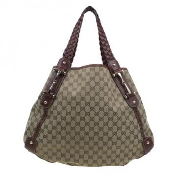 Gucci Brown Leather-Trim Monogram Canvas Large Pelham Tote