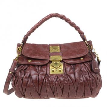 Miu Miu Brown Coffer Matelasse Leather Hobo