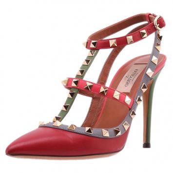Valentino Tri-Color Rockstud Sandals Size 37.5