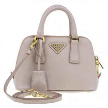 Prada Saffiano Blush Vernice Mini Promenade Bag