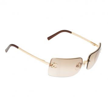 Chanel Gold 4104 CC Rimless Sunglasses