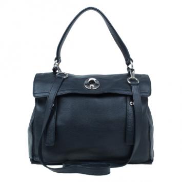 Saint Laurent Paris Black  Leather Muse Two Small Tote