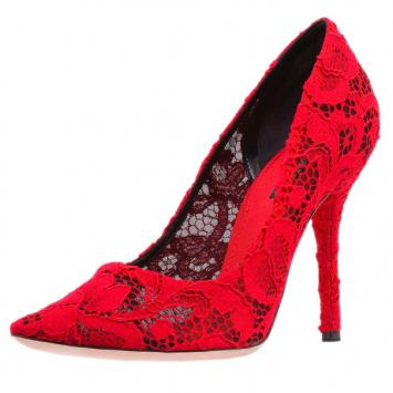 Dolce and Gabbana Red Lace Bellucci Pumps Size 39