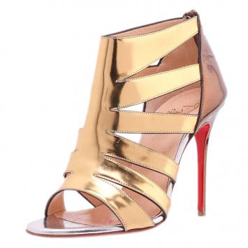Christian Louboutin Gold Metallic Leather Beauty K Cage Sandals Size 38