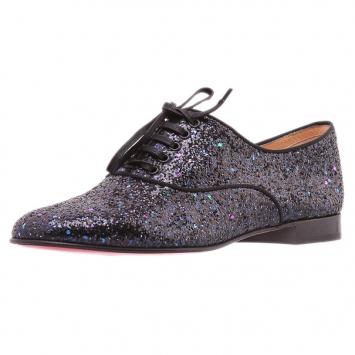 Christian Louboutin Black Glitter Fred Oxfords Size 38