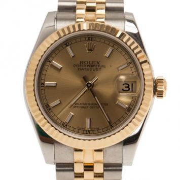 Rolex Gold 18K Yellow Gold & Stainless Steel Perpetual Datejust Women's Wristwatch 30MM