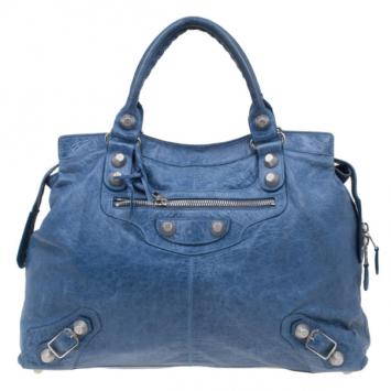 Balenciaga Blue Leather Giant Velo Tote