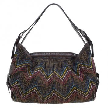 Fendi Multicolor Thread Zucca Canvas Doctor Hobo