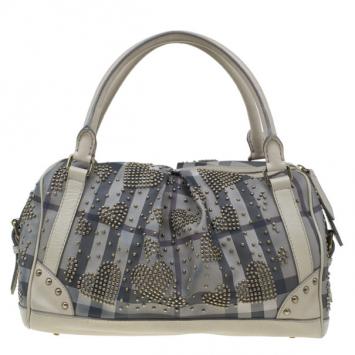 Burberry Grey Leather Heart Studded Satchel