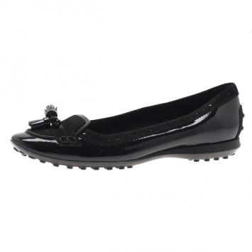 Tod's Black Suede and Leather Tassel Loafer Ballet Flats Size 37