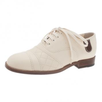 Chanel Cream Leather Oxfords Size 38