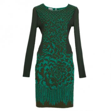 Philosophy di Alberta Ferretti Jacquard and Ribbed Wool Dress M
