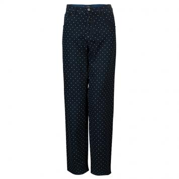 Pre Owned Chanel Blue Dark Wash Polka Dotted Denim Jeans M