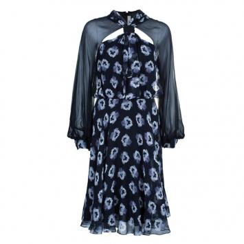Prabal Gurung Long Sleeve Floral Print Silk Bow Dress M
