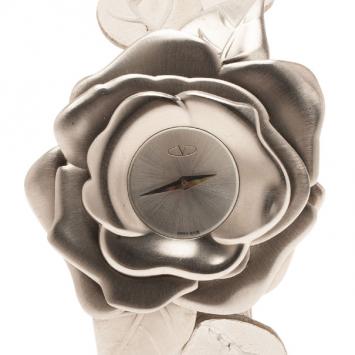 Valentino Silver Stainless Steel Flower Women's Wristwatch 46MM